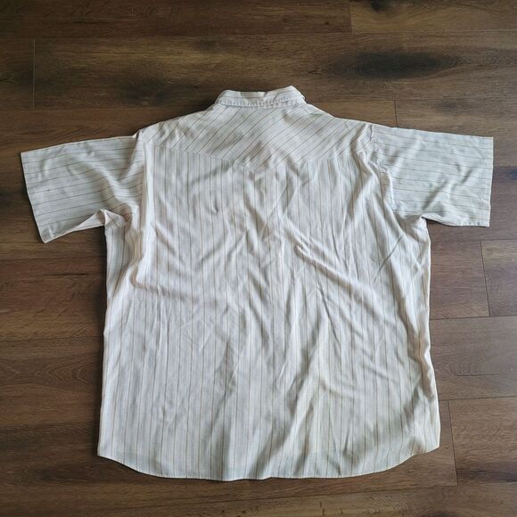 Rancher Westernwear Shirt 4XL Tall Man Snap Brown Stripe Short Sleeve Vintage - Picture 10 of 16